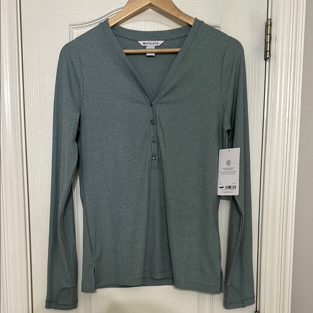 Athleta Uptempo Ribbed Henley Top